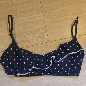 Summersalt Ruffle Marina Deep Sea Navy/White Polka Dot Bikini Top